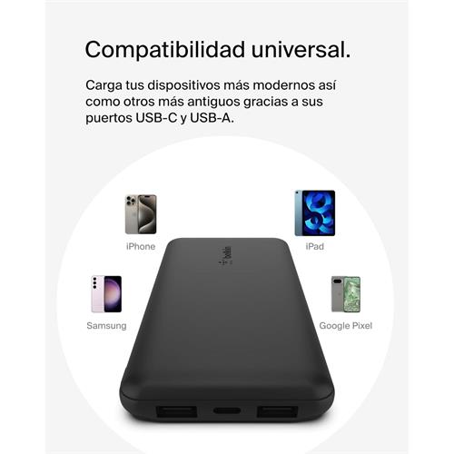 Belkin PowerBank 10.000 mAh 15W 2 x USB-A y 1x USB-C Negro (BPB011BTBK)