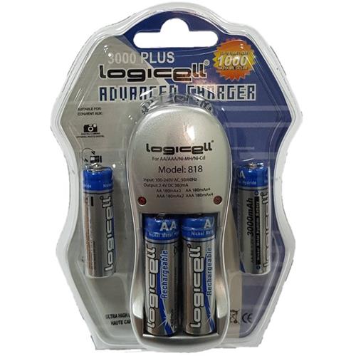 Logicell Cargador + 4 Pilas Recargables 3000Mah