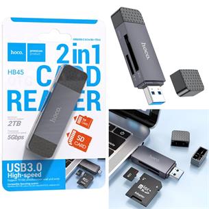 Hoco HB45 Spirit Lector para SD y Micro SD con conexión USB y USB-C 2