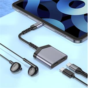 Hoco LS40 Adaptador USB-C a USB-C Audio y USB-C Carga 2