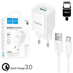 Cargador + Cable USB-C Hoco C145A QC3.0 Blanco 2