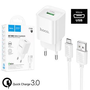 Cargador + Cable Micro USB Hoco C145A 18W QC3.0 Blanco 2