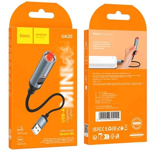 Hoco UA30 Mechero para Coche con Conexión USB-A y cable 30cm