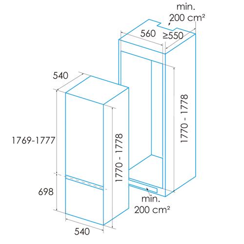 Edesa EFC-1711-I/C Frigorífico Combi 54x176.5x54cm Blanco