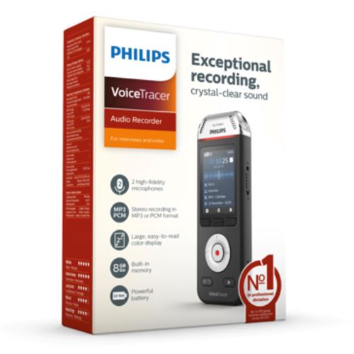 Philips DVT2110 Grabadora de Voz 8GB con 2 Micrófonos HIFI