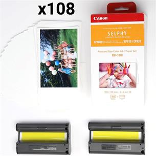 Canon RP-108 - Papel fotográfico y cartucho de tinta original para Selphy 2