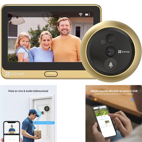 Ezviz DP2C Mirilla Inteligente Pantalla 4,3" Wifi y Detector de Presencia Dorada