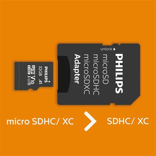 Memoria Philips Micro SDHC Card 32GB Class 10 + Adaptador