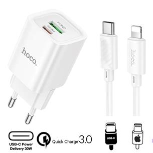 Hoco C149A Cargador Cham PD30W+QC3.0 Type-C to Lightning White 2
