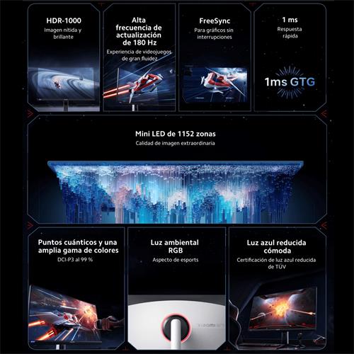Monitor Gaming 27" Xiaomi G PRO 27i QHD, 1 ms, 180 Hz, Mini LED, FreeSync