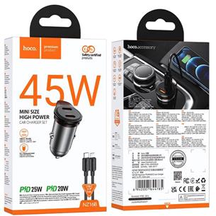 Cargador Coche USB-C 45W Hoco NZ16B con Salida Doble + Cable Lightning 2