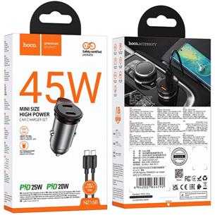 Cargador Coche USB-C 45W Hoco NZ16B con Salida Doble + Cable USB-C 2