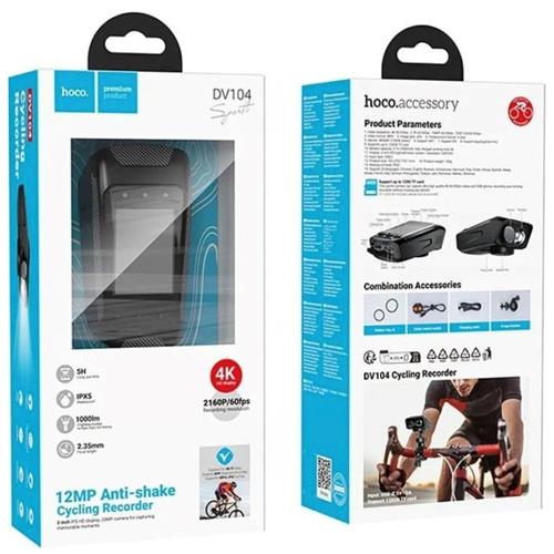 Hoco DV104 Cámara 4K con pantalla y luz LED para Bicicleta o Moto