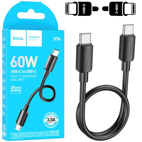 Cable USB-C a USB-C 0.25 metros 60w Hoco X96 Negro