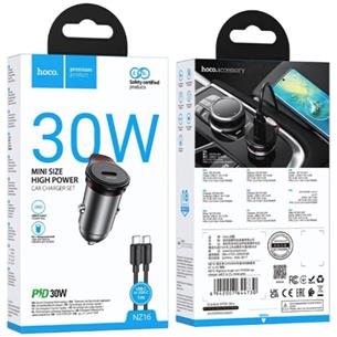 Cargador Coche USB-C 30W Hoco NZ16 + Cable USB-C 2