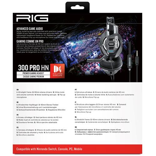 RIG 300 PRO HN Auricular Gaming para Nintendo Switch Negro