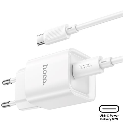 Hoco C148A Cargador Cham Single Port PD30W Type-C to C White