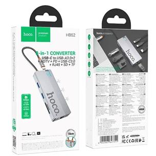 Adaptador USB-C 8-1 Hoco HB52 HDMI + 2x USB 3.0 + PD + RJ45 + MicroSD/SD 2