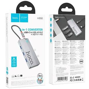 Adaptador USB-C 5-1 Hoco HB50 HDMI + 3x USB 3.0 + PD 2