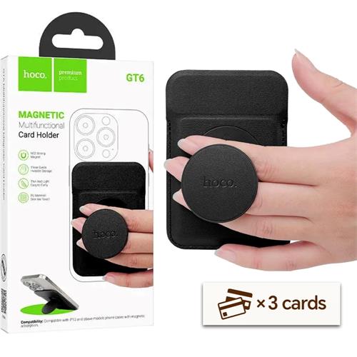 Hoco GT6 Tarjetero Magsafe con Soporte Negro