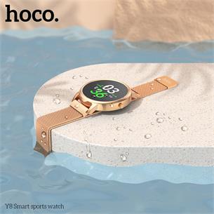 Hoco Y8 Smartwatch con Correa Milanesa Oro Rosa 2
