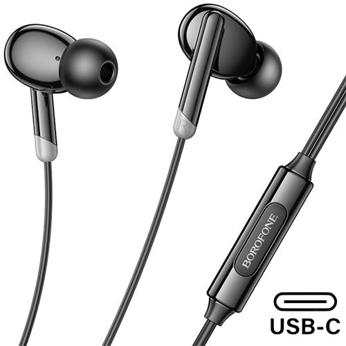 Borofone BM92 Auriculares con Micrófono y Conexión USB-C Negro