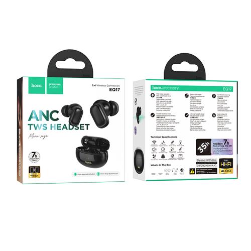Hoco EQ17 Auricular Inalámbrico con Cancelación Ruido Midnight Black