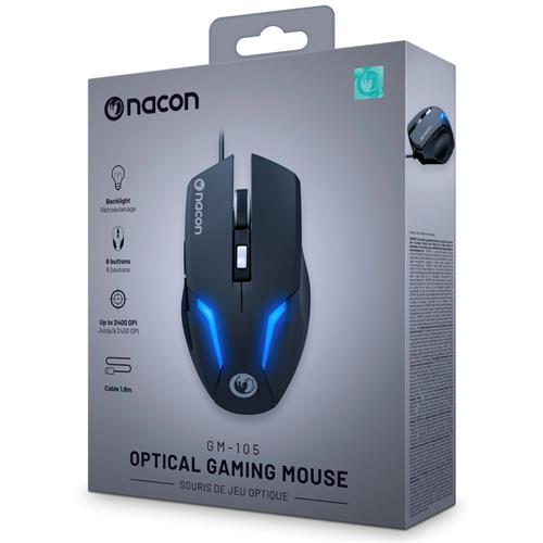 Nacon Raton Gaming con sensor de 800 a 2400 PPP Negro (PCGM-105)