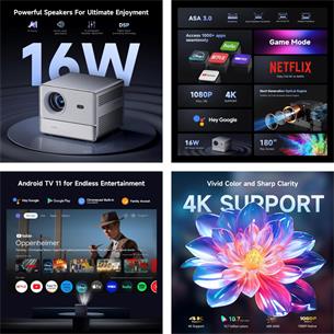 Wanbo DaVinci 1 Pro Proyector 1080p, 600 Lúmenes, Android TV 11.0  WiFi y Bluetooth 2