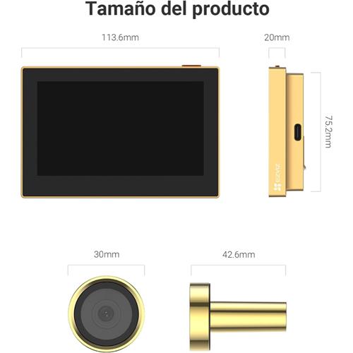 Ezviz HP2 Mirilla Inteligente Wifi con Pantalla 4.3" Dorado