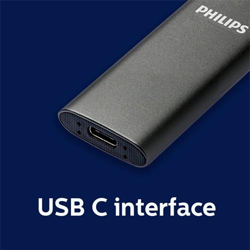 Disco SSD Externo Philips 250GB USB-C/USB 3.0 540MB Ultra Slim Gris