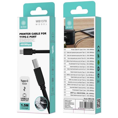 Cable de Impresora 1.5 Metros Ikrea WB1378