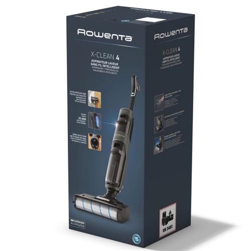 Rowenta X Clean 4 GZ5035, 2 en 1, Aspira y friega, Sin cables, 200 W, Smart, 50 min, Autolimpieza, Negro