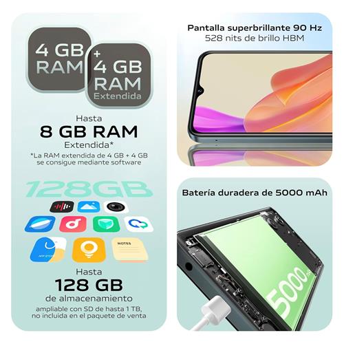 Vivo Y03 6.56" 4GB 128GB 5.000mah IP54 Space Black