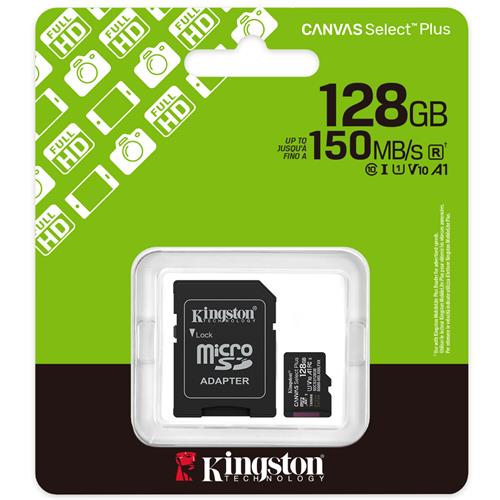 Memoria Micro SDXC 128GB Kingston Class 10 + Adaptador Canvas Select Plus 150mb/s