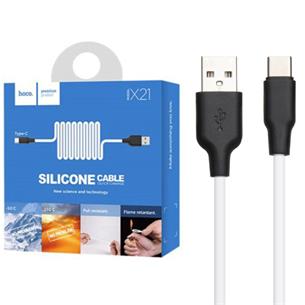 Cable USB a USB-C 1 metro Hoco X21 Ultra Resistente Blanco