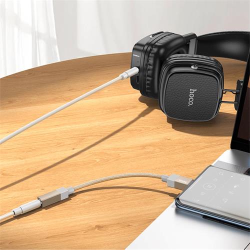 Hoco UPA32C Adaptador USB-C a Jack 3.5mm Negro