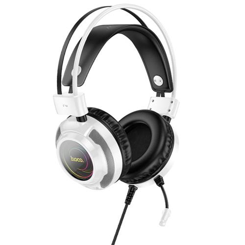 Hoco W110 Auricular Gaming con Luces RGB y Conexión 3.5mm y USB Blanco