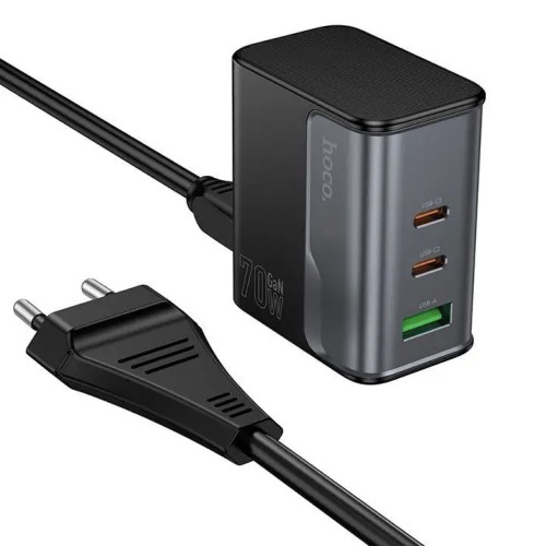 Cargador USB-A y USB-C Hoco CS76A PD70W Negro