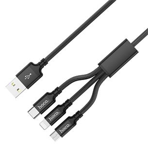 Cable USB Multiple Hoco Cable X14 3 in 1 Super Charging Cable (Ip+Type-c+Micro) Black 2