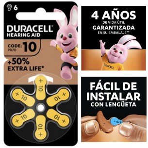 Duracell DA-10 Pila Audífono PR70 6 PCS 2