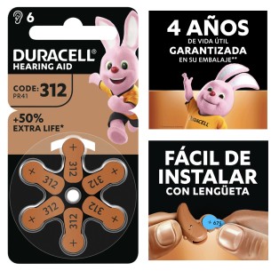 Duracell DA-312 Pila Audífono PR41 6 PCS 2
