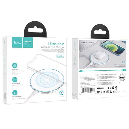 Hoco CW6 Pro Cargador Inalámbrico Rápido 15W Blanco