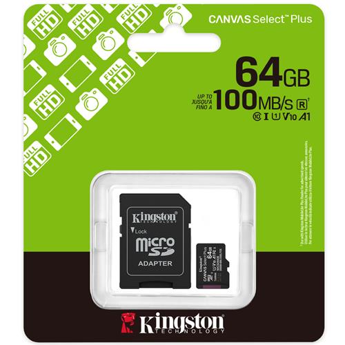 Memoria Micro SDHC 64GB Kingston 100MB/s SDCS3/64GB