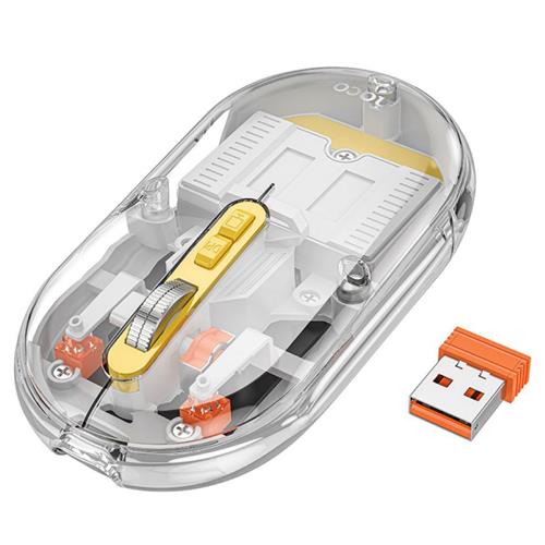 Hoco GM35 Ratón Inalámbrico 2.4G y Bluetooth Recargable Silencioso Gris