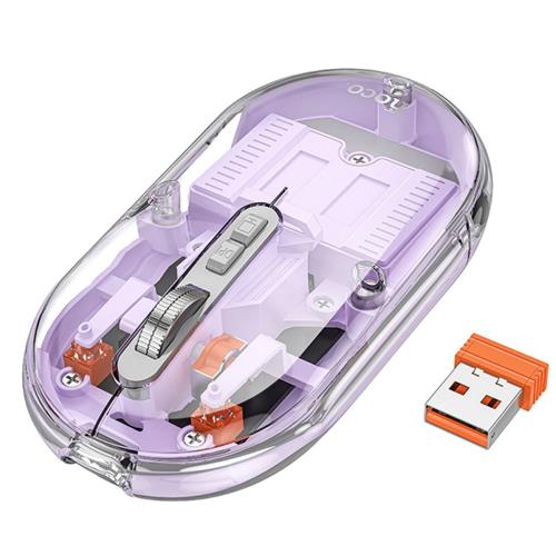 Hoco GM35 Ratón Inalámbrico 2.4G y Bluetooth Recargable Silencioso Púrpura