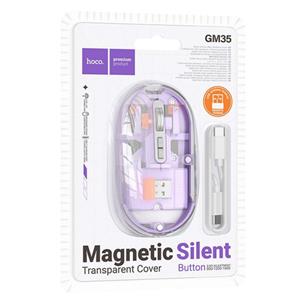 Hoco GM35 Ratón Inalámbrico 2.4G y Bluetooth Recargable Silencioso Púrpura 2