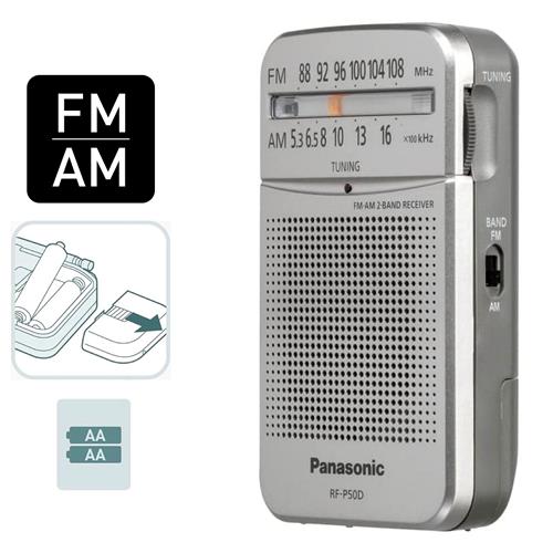 Panasonic RF-P50DEG-S Radio de Bolsillo AM/FM con Antena