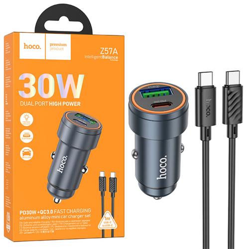 Cargador de Coche Set Hoco Z57A PD30W + QC3.0 + Cable USB-C