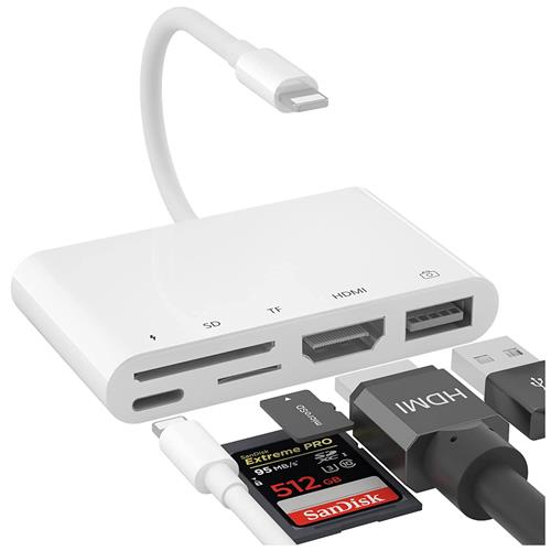 Adaptador Compatible Lightning a HDMI, Tarjetas y USB (THT-020+)